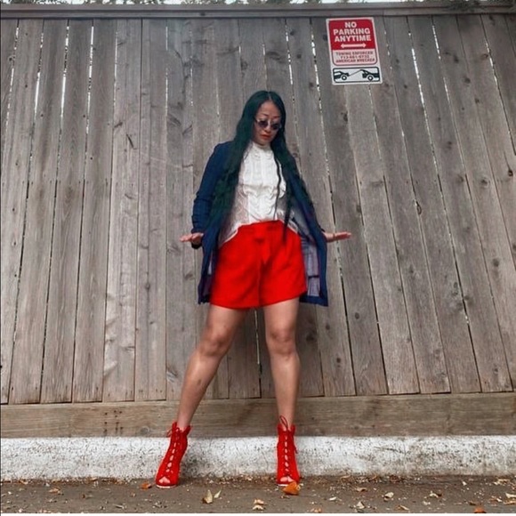 Navy Red Pinstriped Open Jacket - Picture 2 of 4